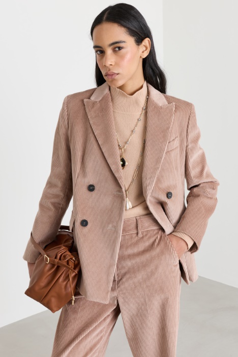 Double-breasted velvet blazer - Intrend