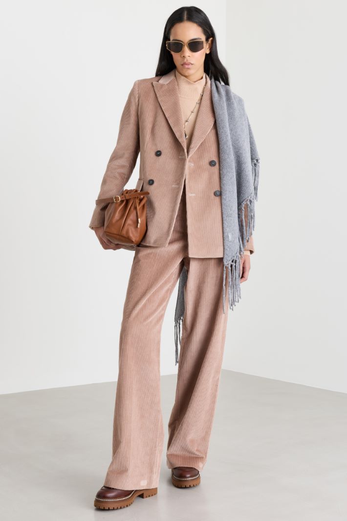 Blazer doppiopetto in velluto - ROSA - Intrend