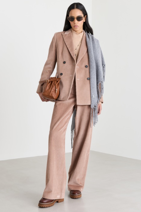Blazer cruzado de terciopelo - Intrend