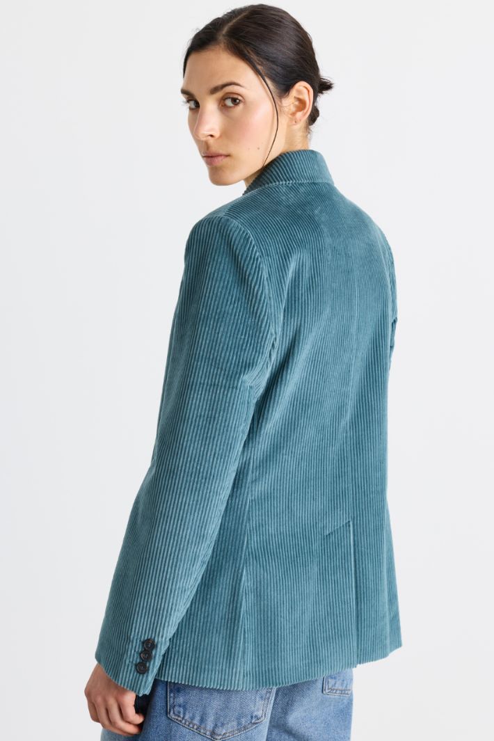 Blazer doppiopetto in velluto - AZZURRO - Intrend - 4