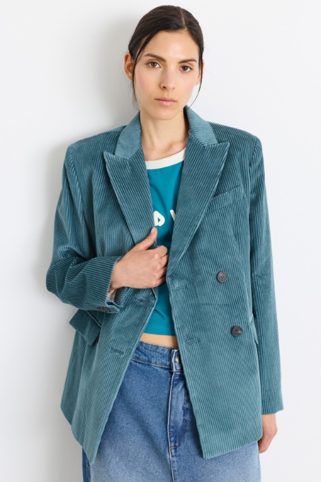 Blazer doppiopetto in velluto - Intrend