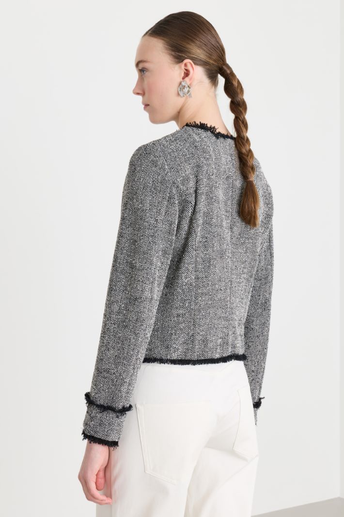 Short basketweave jacket - BLACK WHITE - Intrend - 4