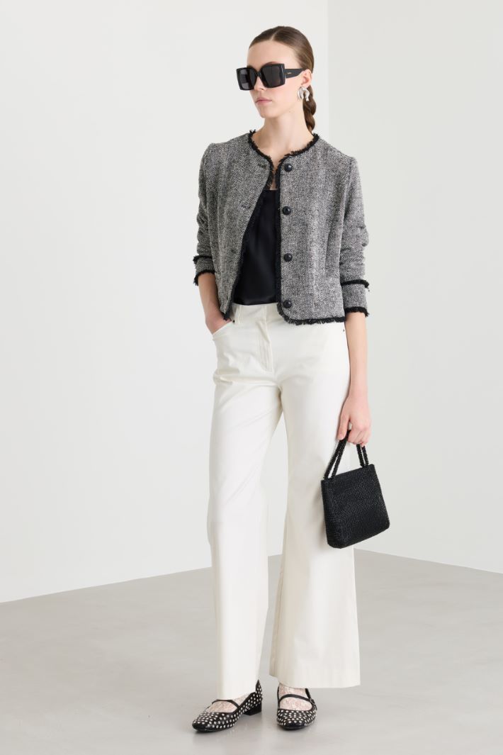 Short basketweave jacket - BLACK WHITE - Intrend