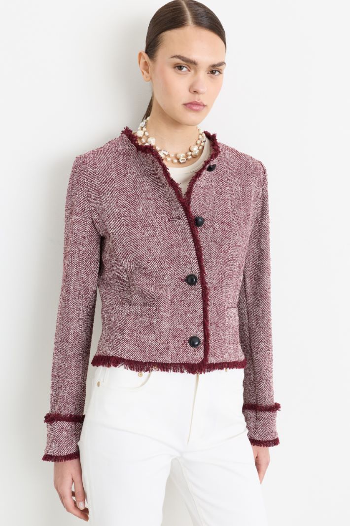 Short basketweave jacket - BORDEAUX - Intrend - 2