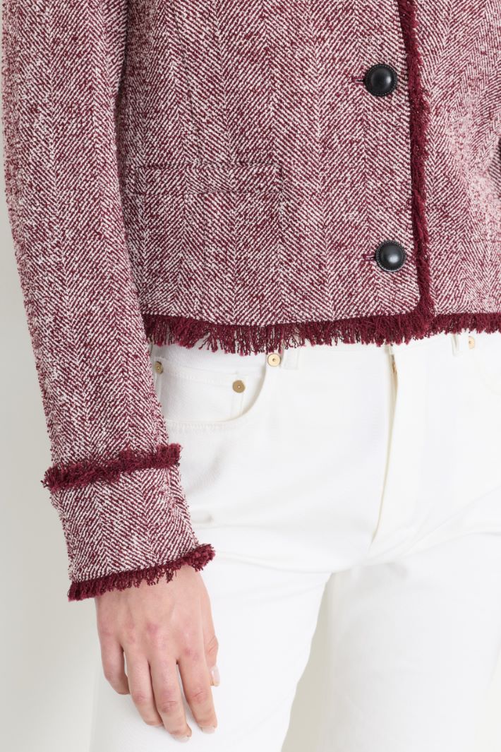Short basketweave jacket - BORDEAUX - Intrend - 3