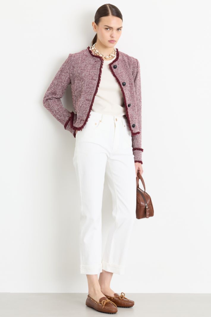 Short basketweave jacket - BORDEAUX - Intrend