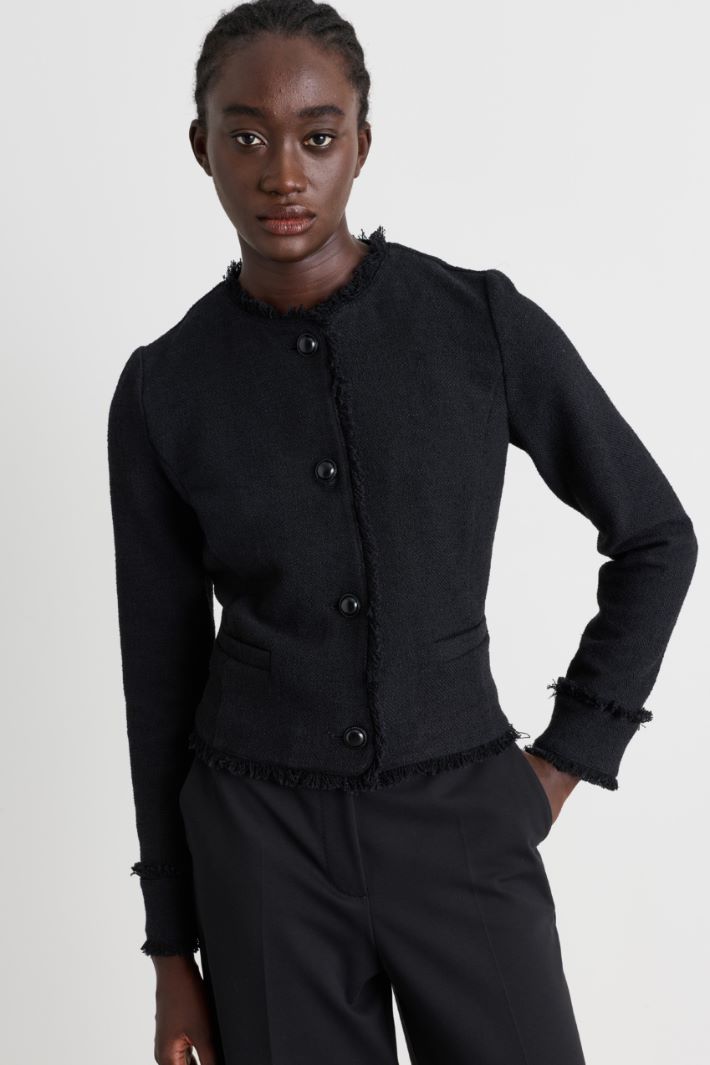 Short basketweave jacket - BLACK - Intrend - 2