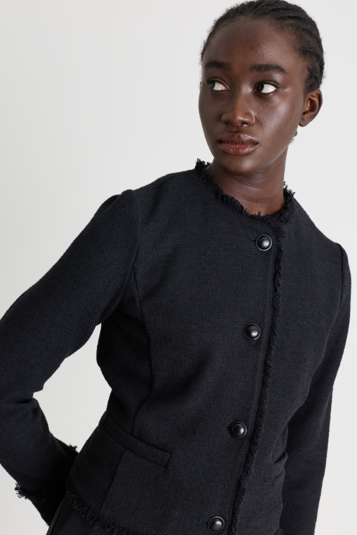 Short basketweave jacket - BLACK - Intrend - 3