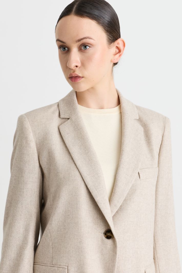 Flannel blazer - BEIGE - Intrend - 3