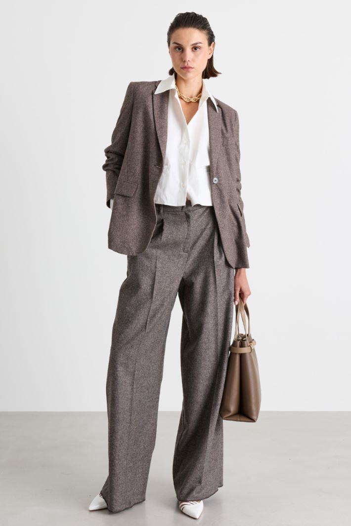 Flannel blazer - BROWN - Intrend