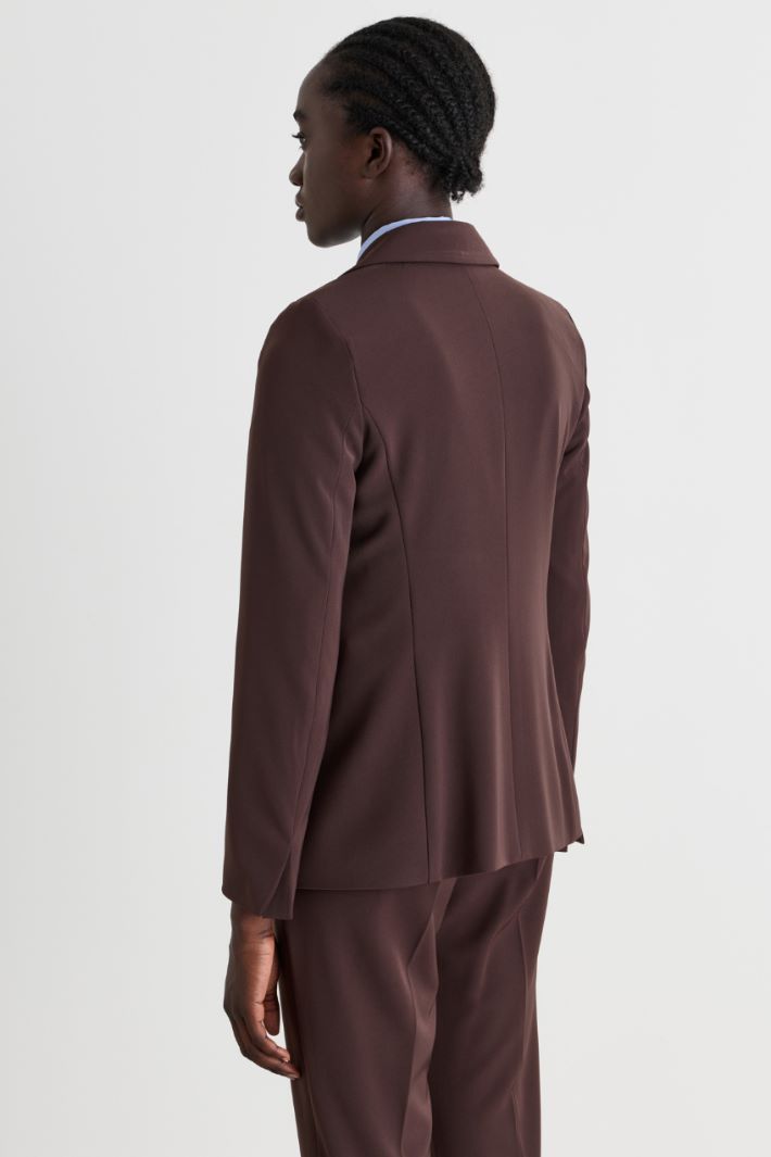 Stretch technical twill blazer - BROWN - Intrend - 4