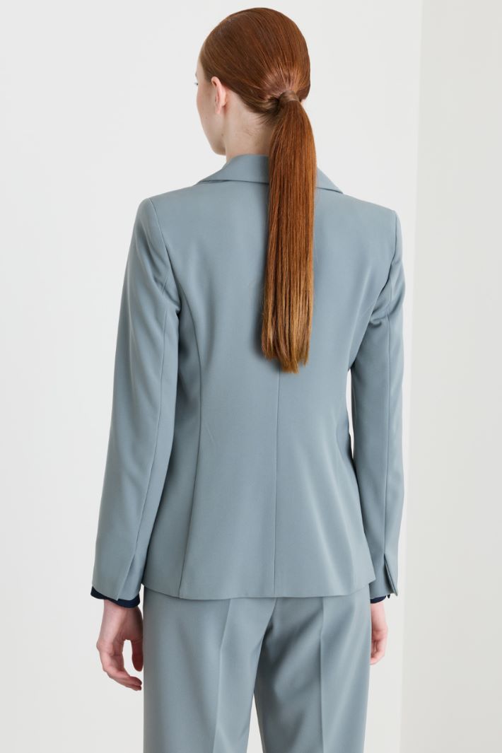 Stretch technical twill blazer - LIGHT BLUE - Intrend - 4