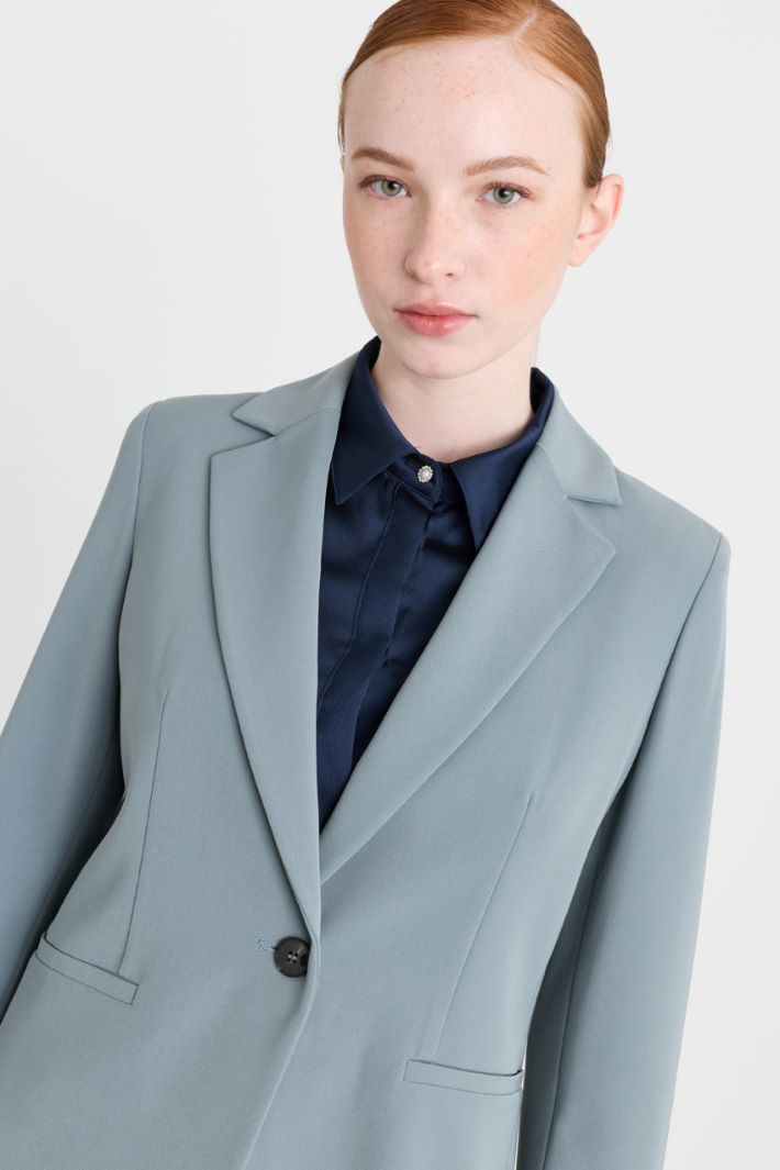 Stretch technical twill blazer - LIGHT BLUE - Intrend - 3