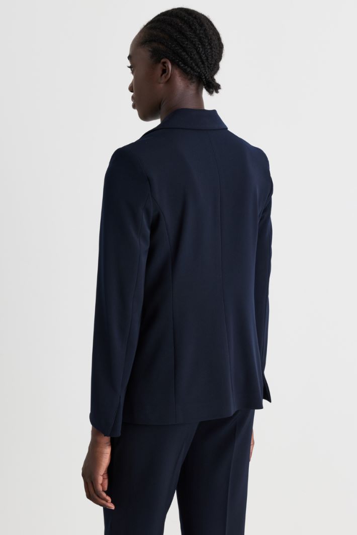 Stretch technical twill blazer - BLUE - Intrend - 4