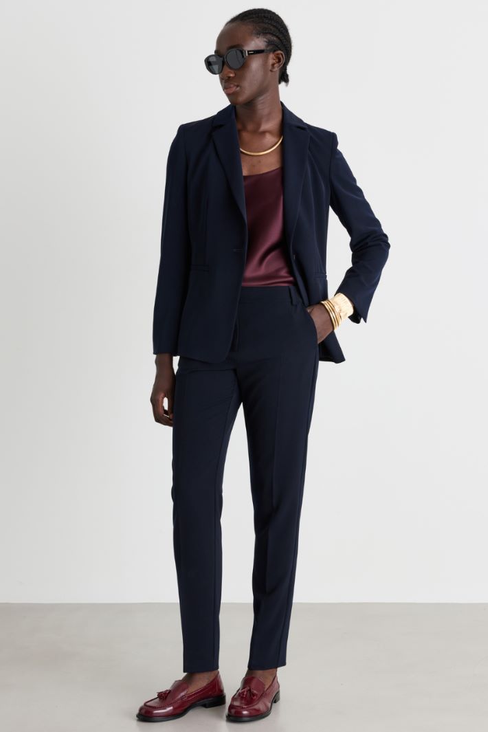 Stretch technical twill blazer - BLUE - Intrend