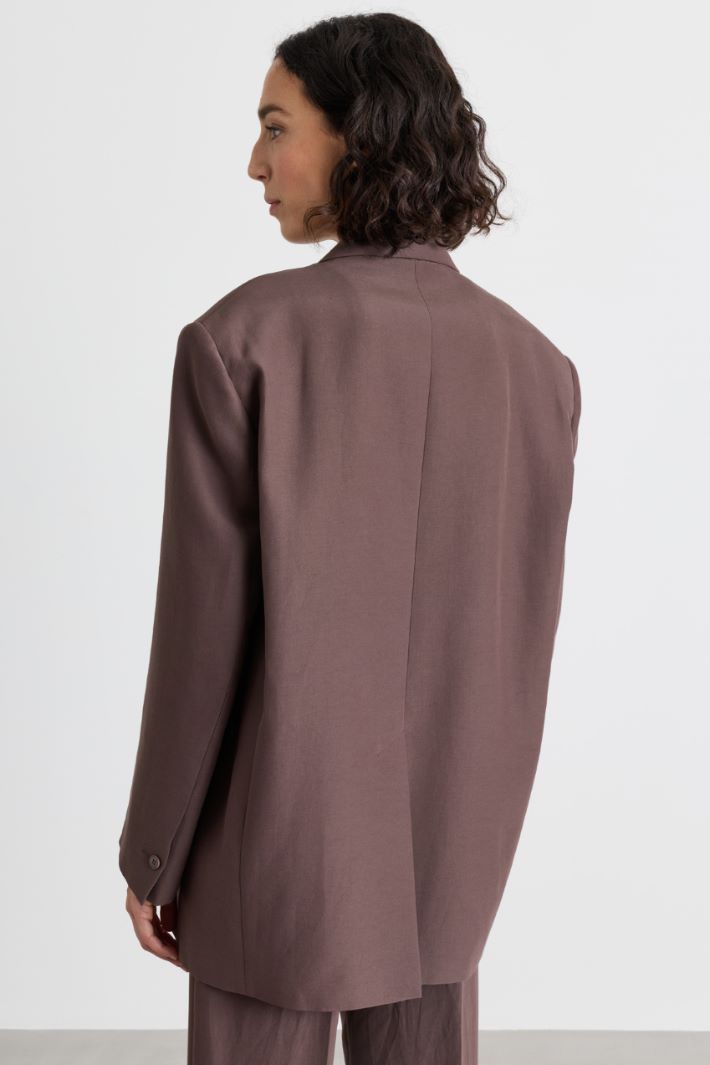 Technical double-cloth blazer - BROWN - Intrend - 4