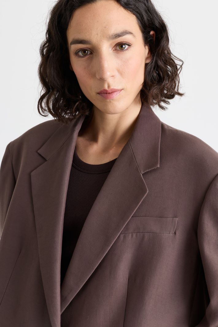 Technical double-cloth blazer - BROWN - Intrend - 3