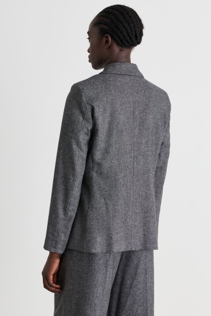 Double-breasted flannel blazer - GREY - Intrend - 4