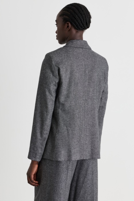 Blazer doppiopetto in flanella di misto lana