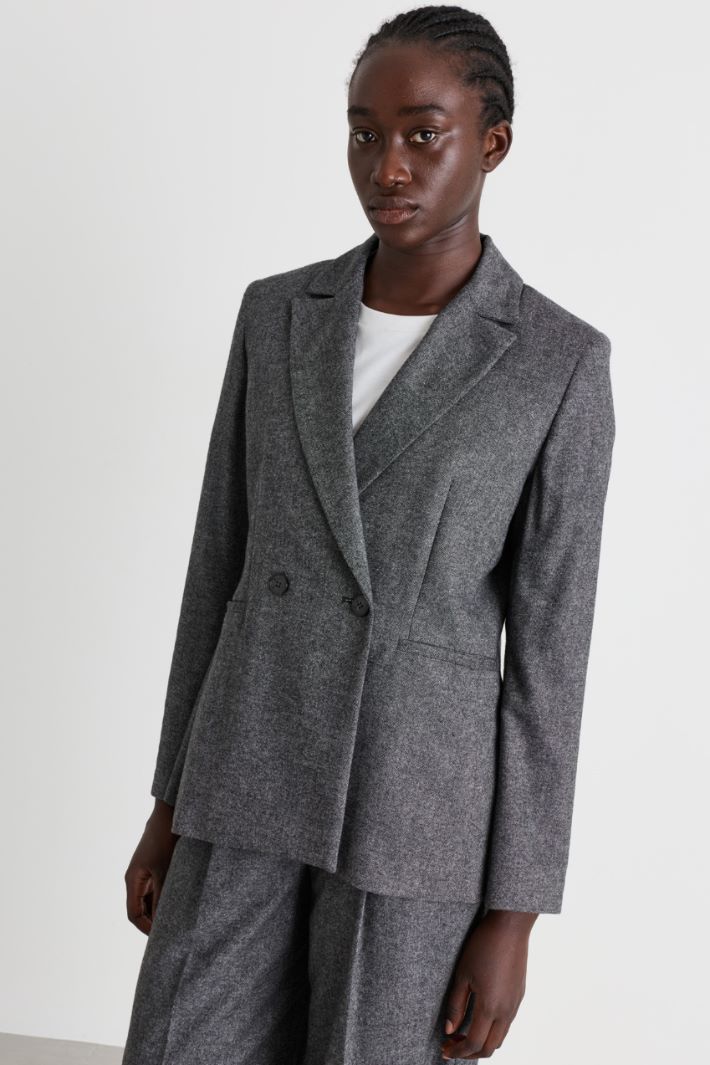 Double-breasted flannel blazer - GREY - Intrend - 2