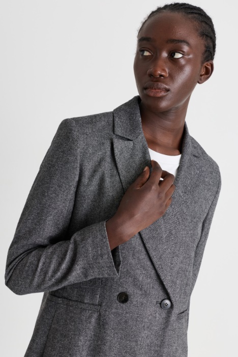 Blazer doppiopetto in flanella di misto lana