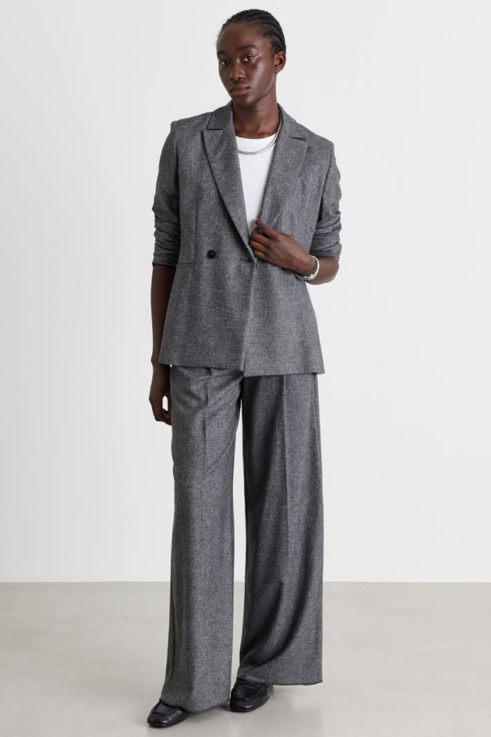 Double-breasted flannel blazer - GREY - Intrend