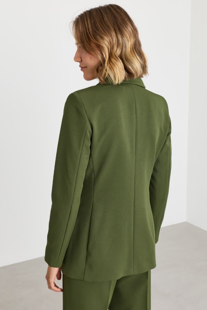 Slim-fit double-breasted blazer - GREEN - Intrend - 4