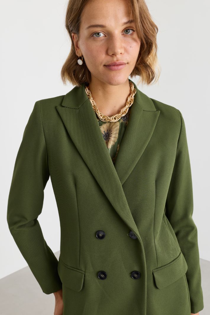 Slim-fit double-breasted blazer - GREEN - Intrend - 3