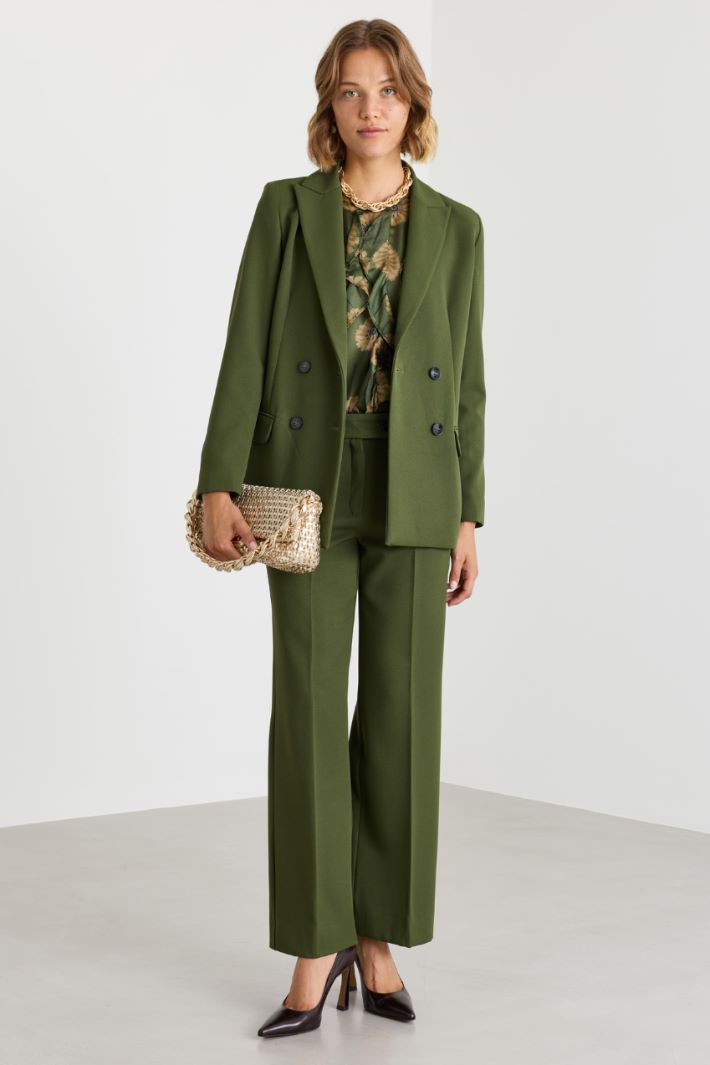 Slim-fit double-breasted blazer - GREEN - Intrend