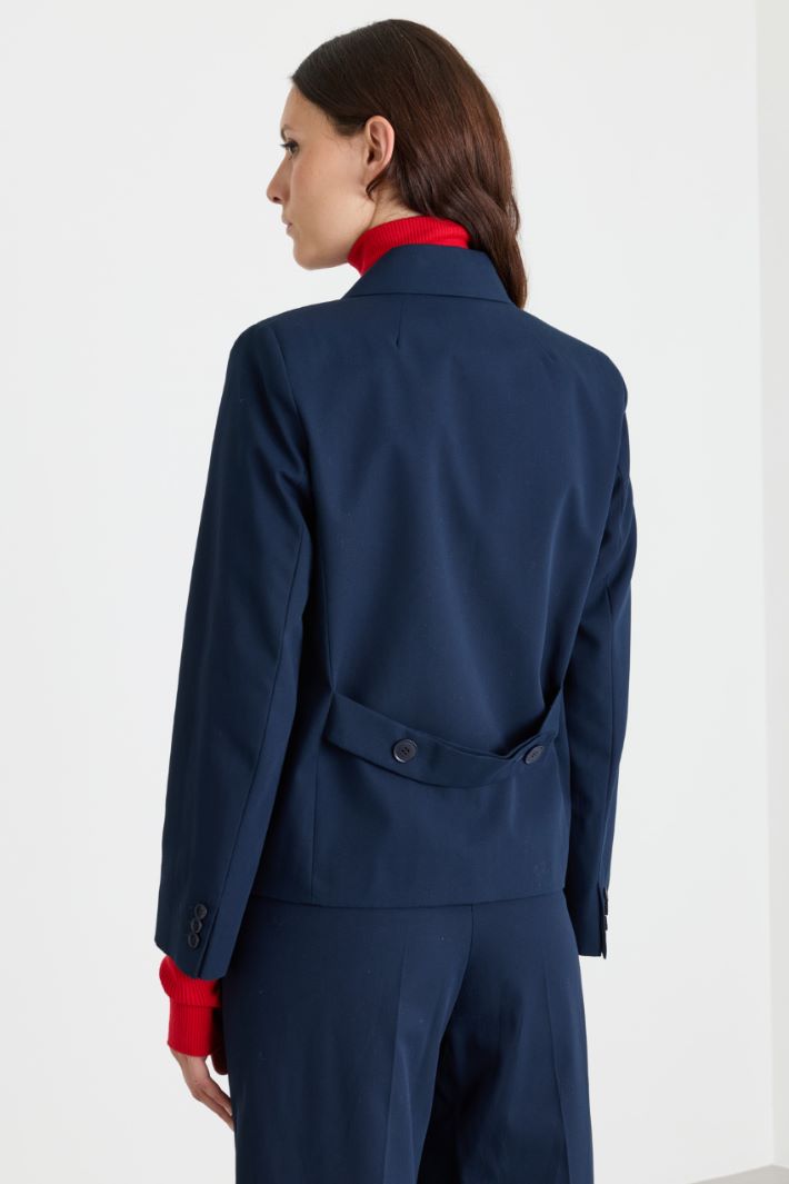Double-breasted blazer with martingale - BLUE - Intrend - 4