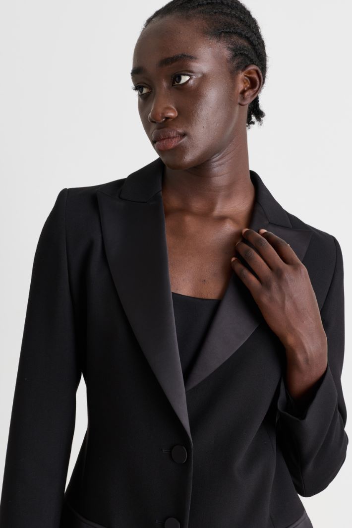 Satin-lapel blazer - BLACK - Intrend - 3