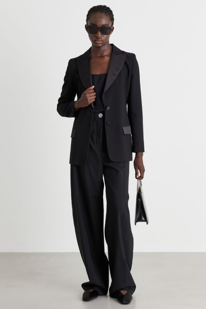 Satin-lapel blazer - BLACK - Intrend