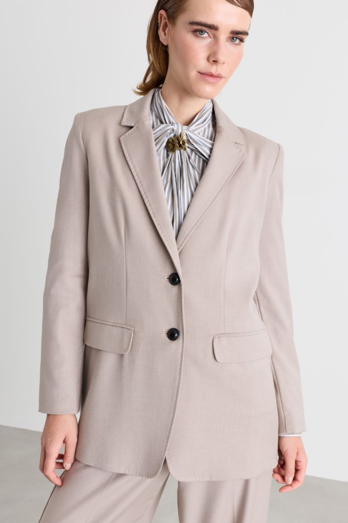 Blazer in flanella - BEIGE - Intrend - 3