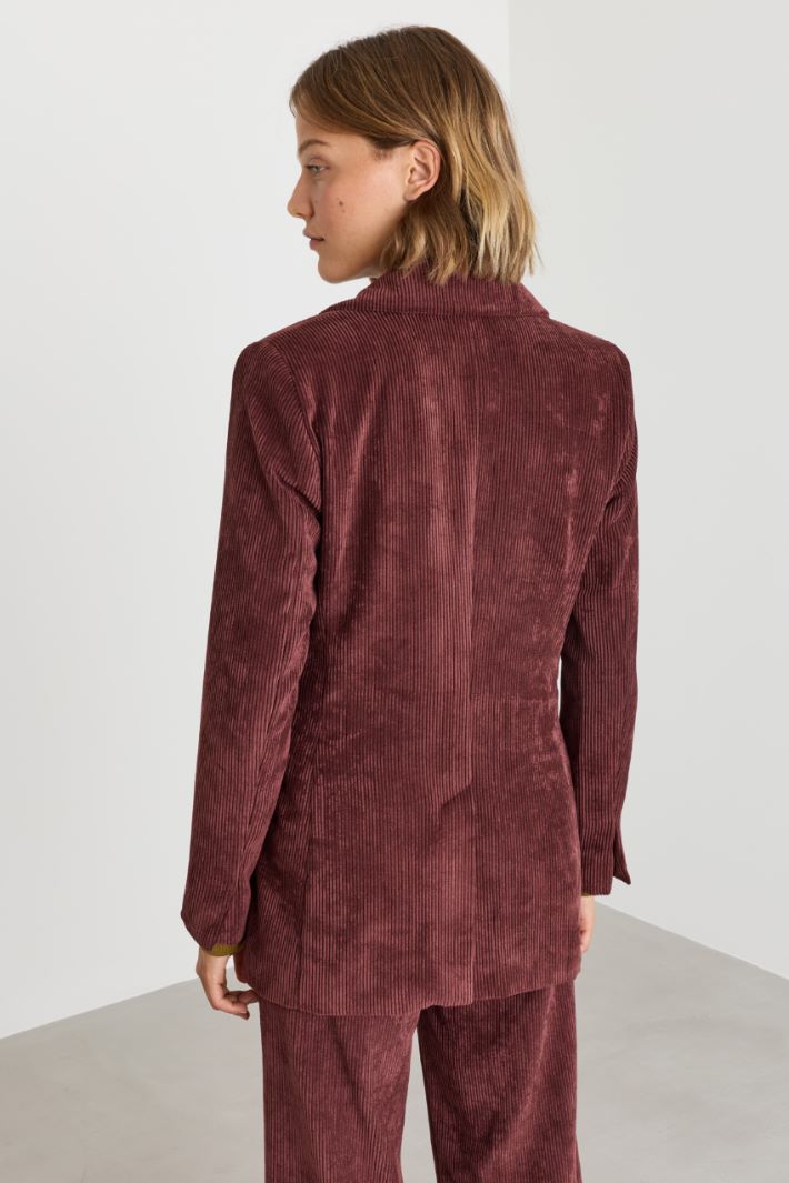 Double-breasted corduroy blazer - BORDEAUX - Intrend - 4