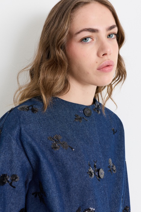 Giacca in gabardina di cotone con ricami