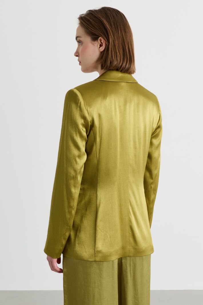 Blazer de raso - VERDE - Intrend - 4