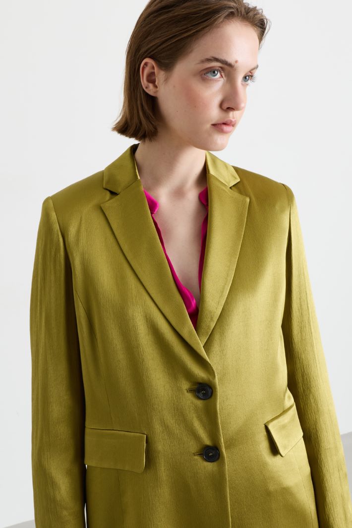 Blazer de raso - VERDE - Intrend - 3