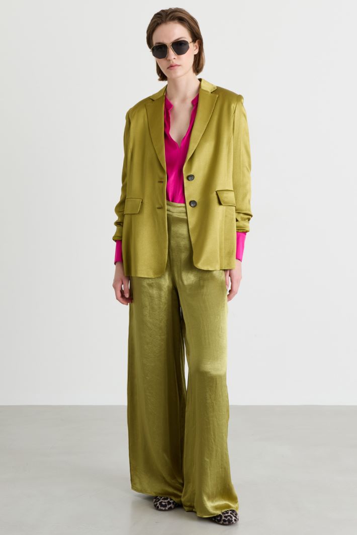 Blazer de raso - VERDE - Intrend