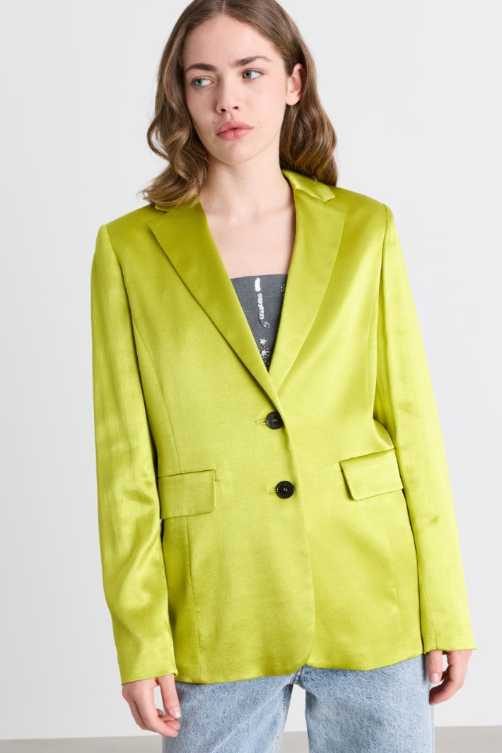 Satin blazer - GREEN - Intrend - 2