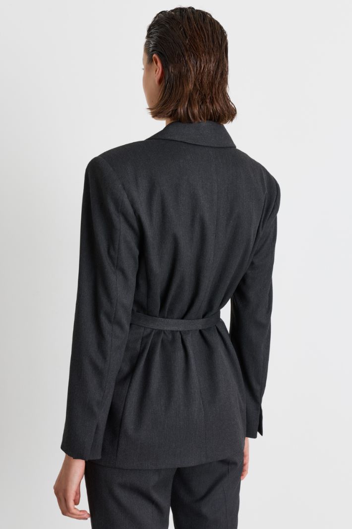Belted blazer - GREY - Intrend - 4
