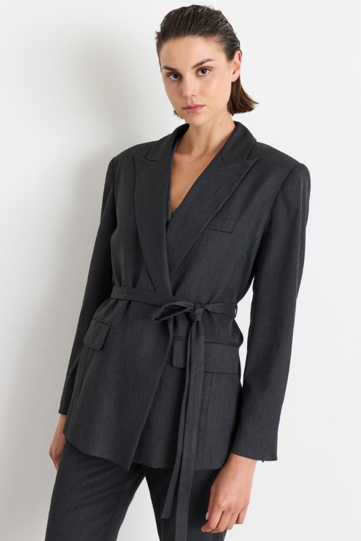 Belted blazer - GREY - Intrend - 2