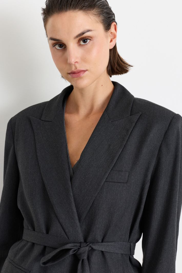 Belted blazer - GREY - Intrend - 3