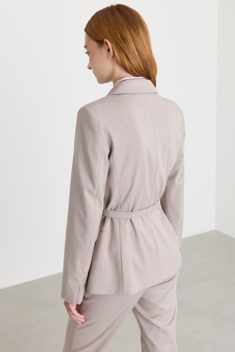 Blazer doppiopetto in flanella con cintura
