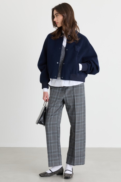 Bomber in double di misto lana con patch - Intrend