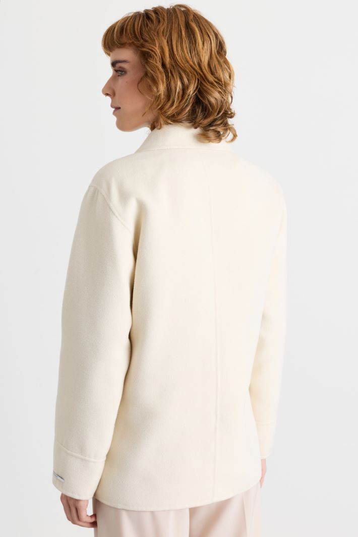 Veste droite en tissu double - BLANC - Intrend - 4