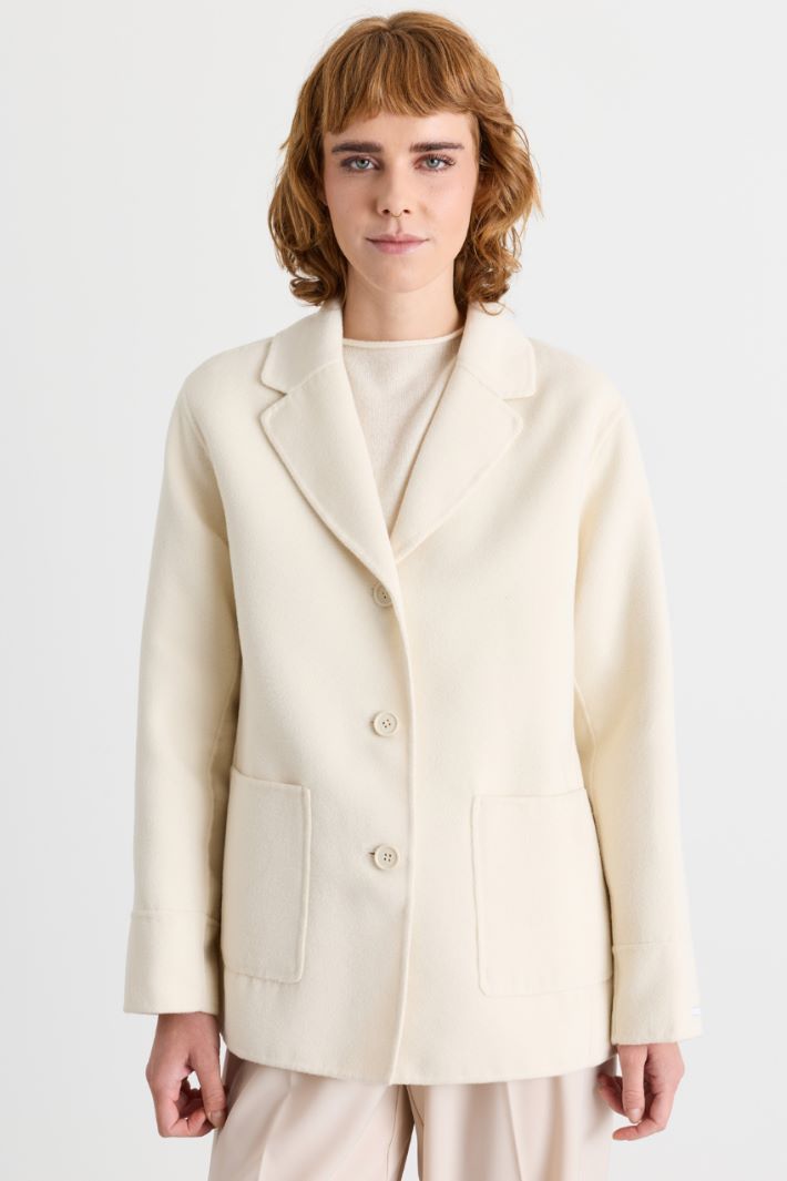 Veste droite en tissu double - BLANC - Intrend - 2