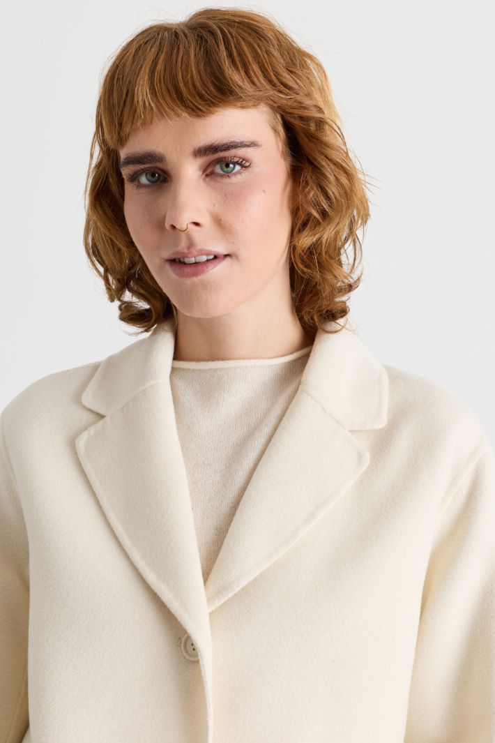 Veste droite en tissu double - BLANC - Intrend - 3
