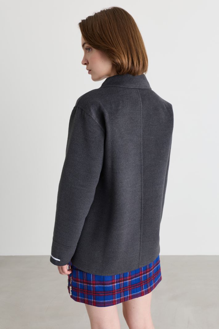 Veste droite en tissu double - GRIS - Intrend - 4