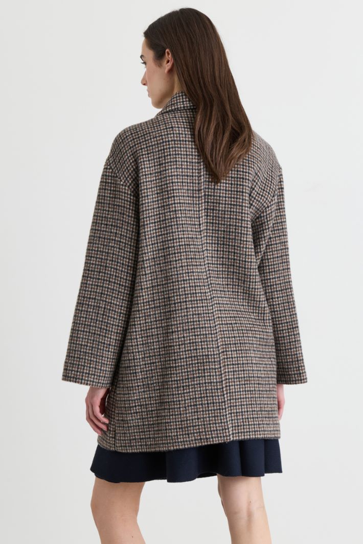 Oversized Patch Pocket Coat - BROWN BLACK - Intrend - 4