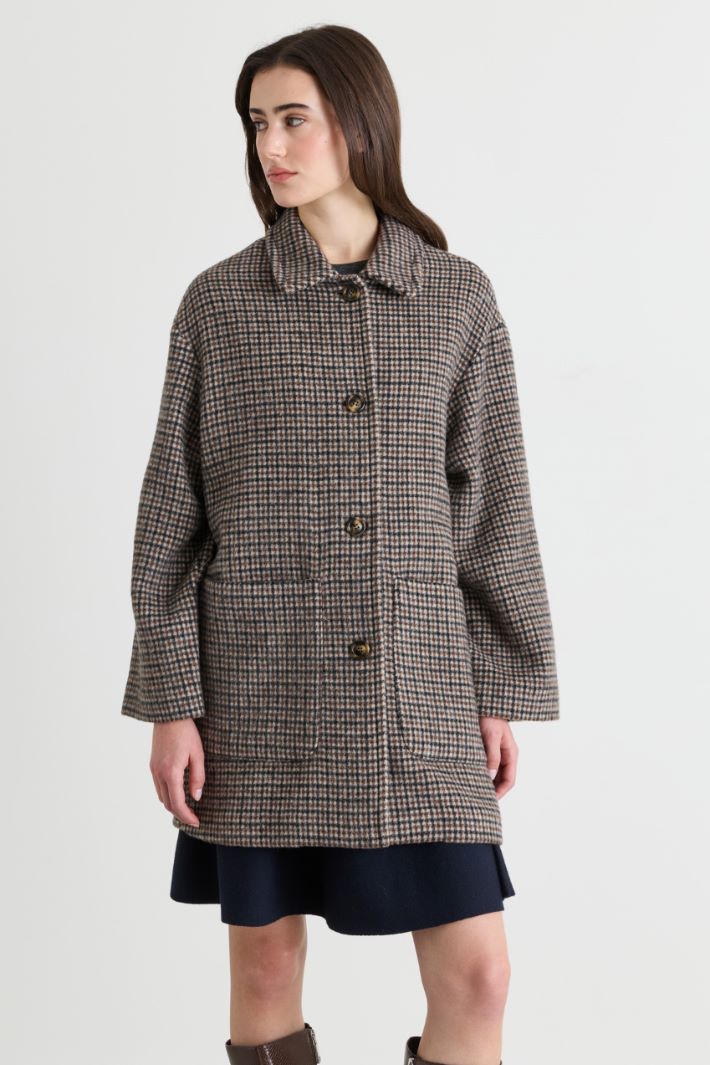Oversized Patch Pocket Coat - BROWN BLACK - Intrend - 2